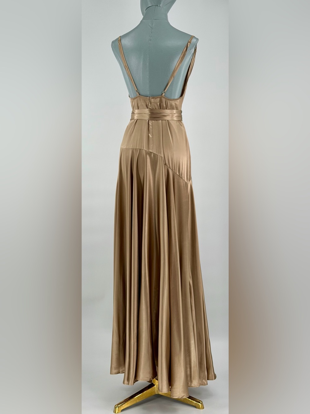 🆕 BRONX & BANCO 🧿 NWOT Leo Caramel Silk-Blend Maxi Dress, Sz S US 4 - Picture 6 of 12